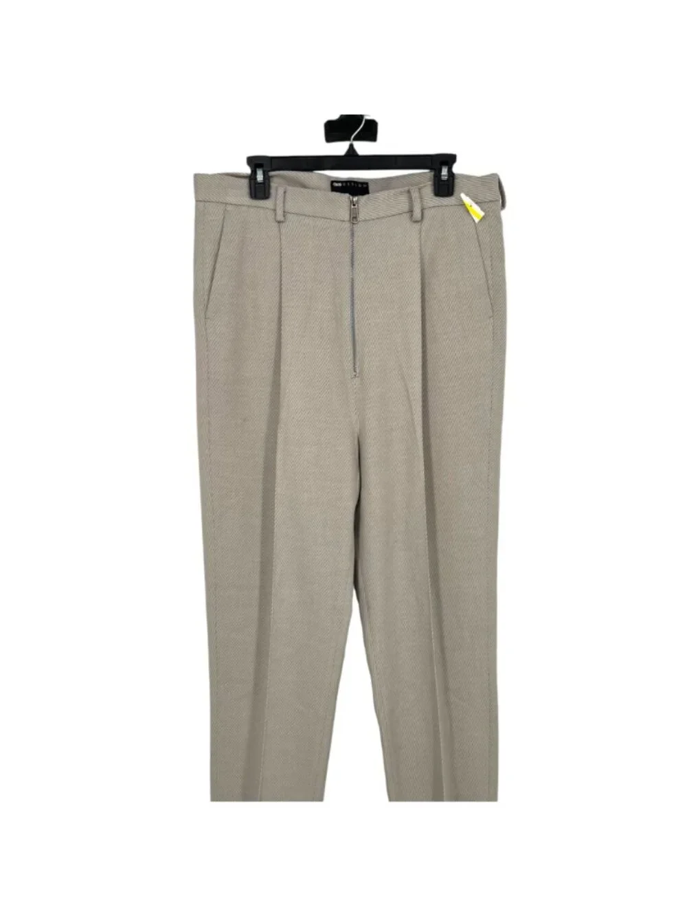 Asos Design Mens Striped Pleated Trousers Beige Grey Cream Size 36